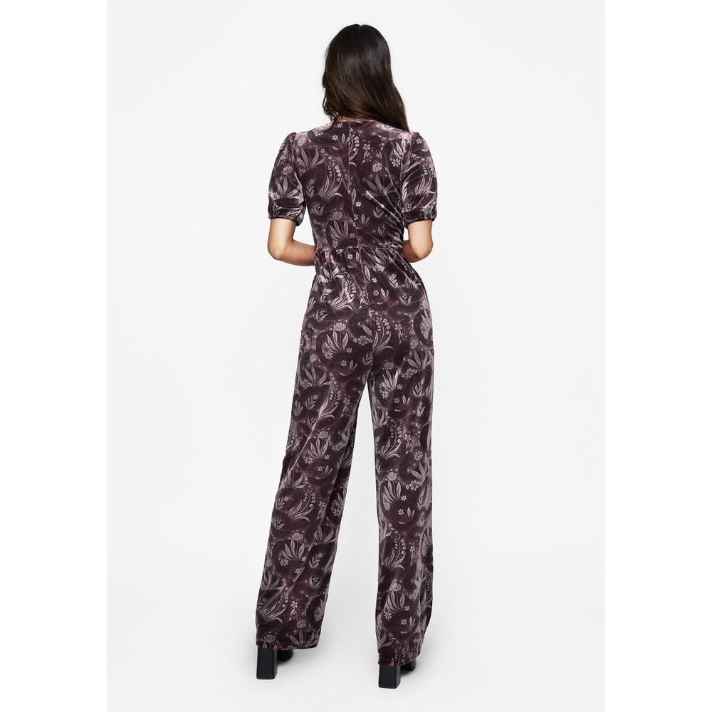 Disturbia Deception Snake Foil Print Velour Jumpsuit Size 14 Boho Whimsigoth - Picture 4 of 14